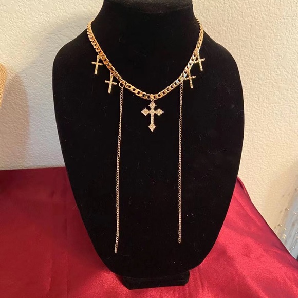 Faith Rhinestone Cross Necklace - Picture 3 of 8